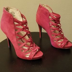 Nine West Lattice Strappy Sexy Red Heel Size 6